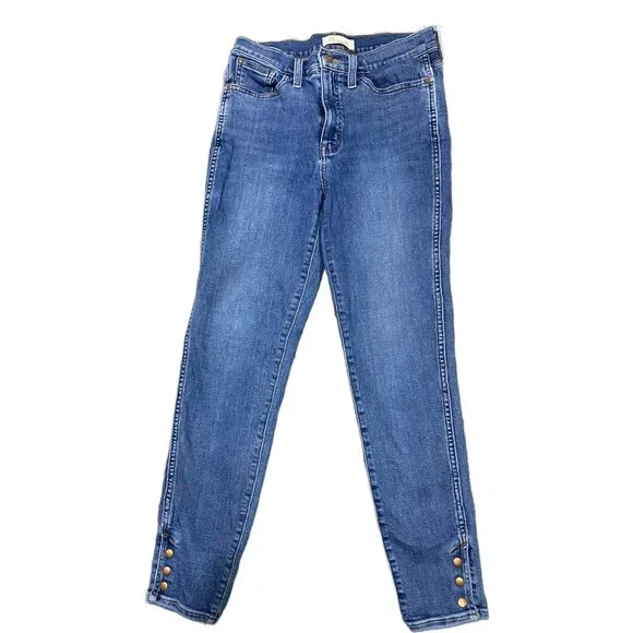 Madewell Womens 10" Roadtripper Skinny Jeans Size 28 Blue Denim Studded Ankles - Picture 1 of 6